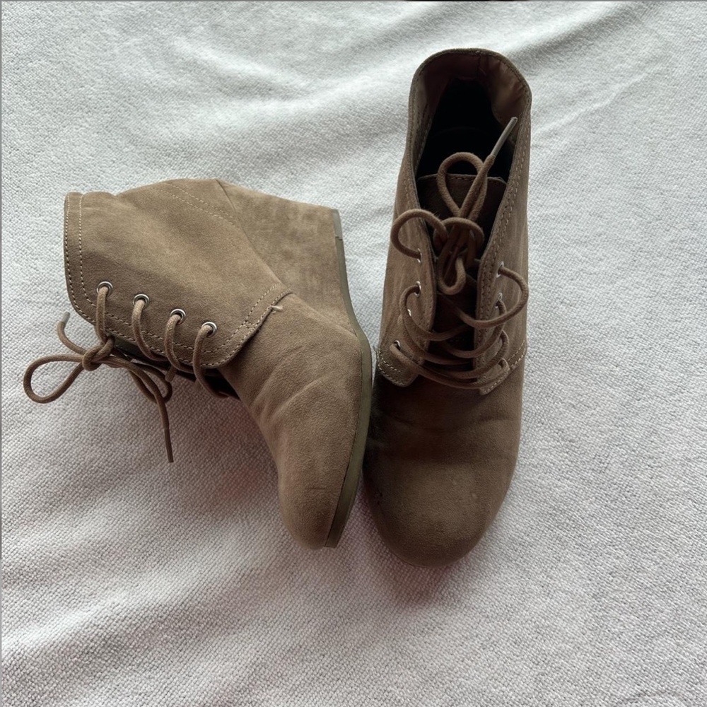 Tan Suede Wedge Heels